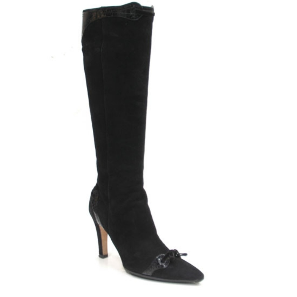 Alexandra Neel Black Suede Slim Knee Boots 37
